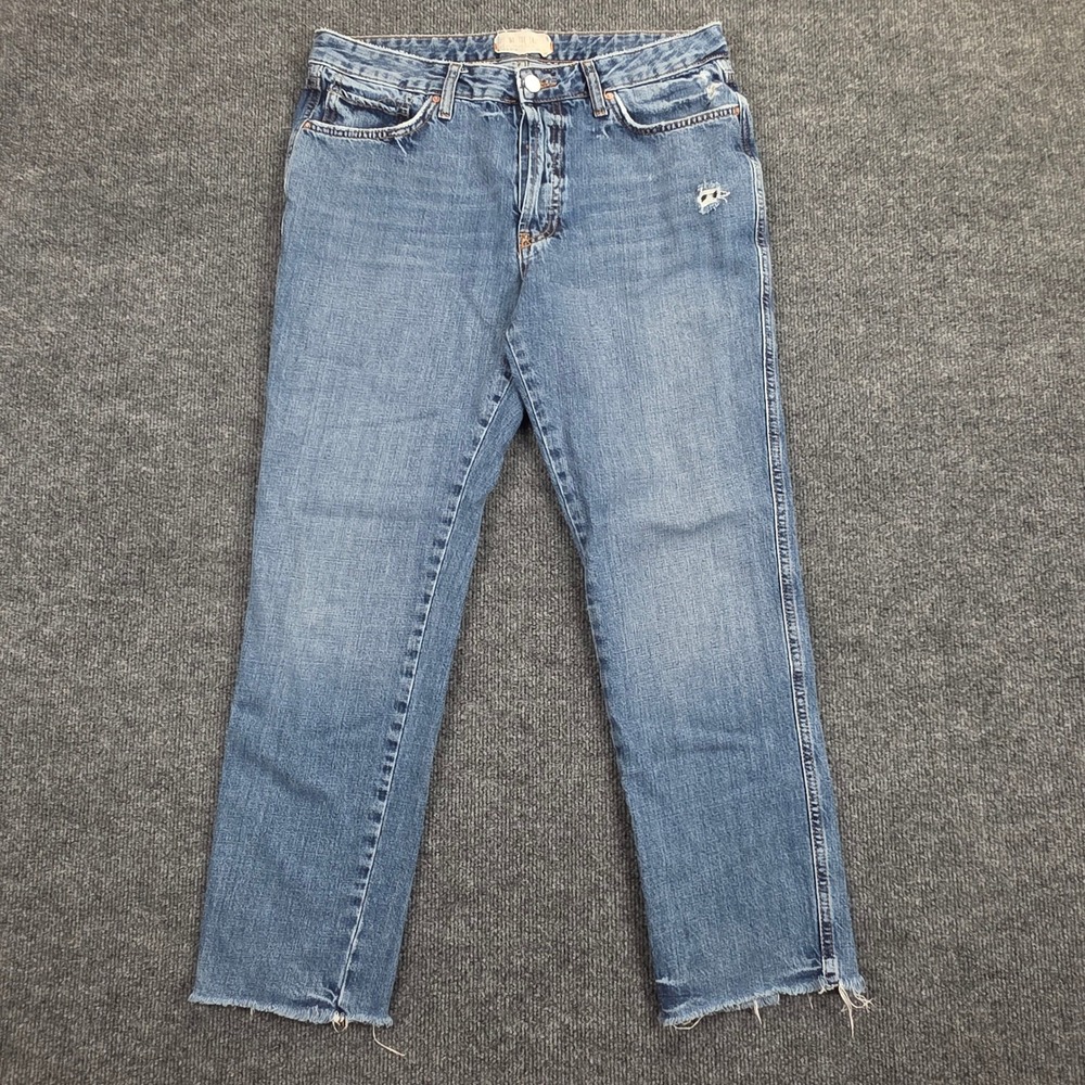 We The Free Free People Slim Ankle Jeans Women's 28 Raw Hem Button Fly Med Wash